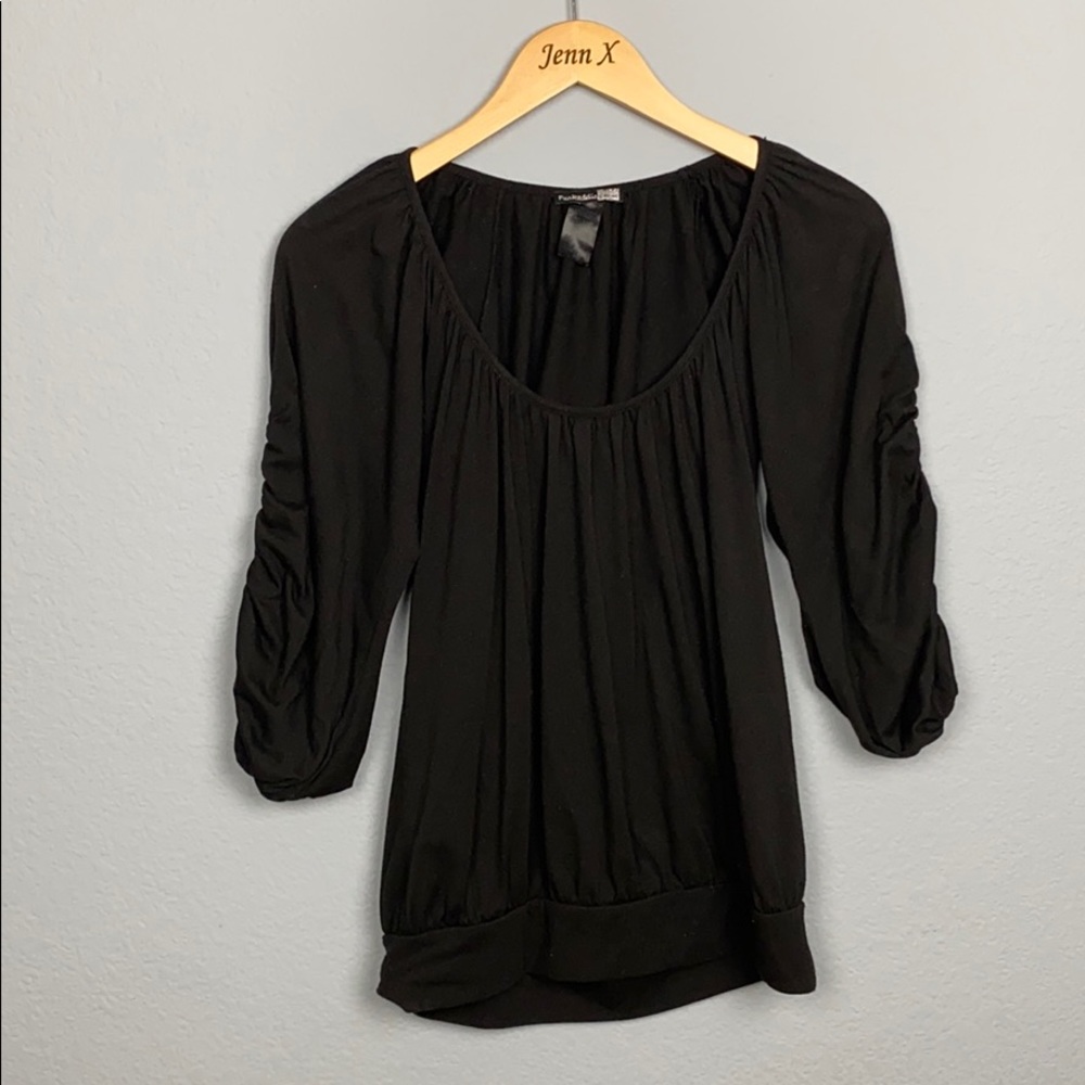 Funkadelic Clothing Black Open mid Sleeve Blouse